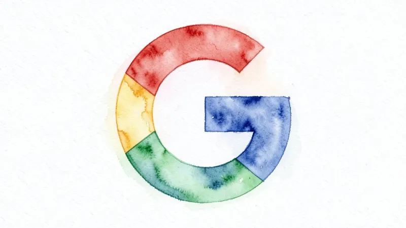 Watercolour of the Google G on textured paper