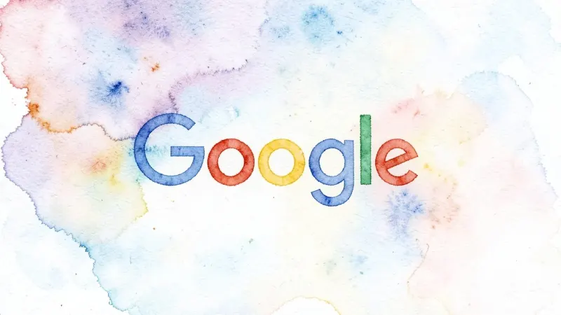 Watercolour of the Google logo on soft washes of colour