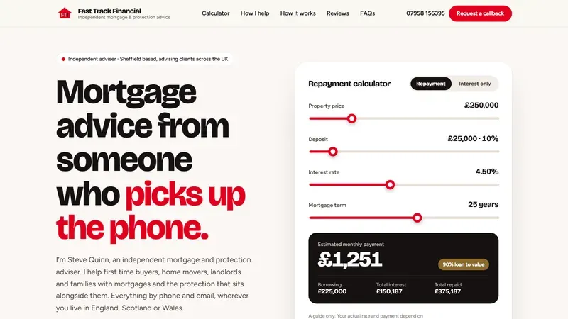 The new Fast Track Financial homepage