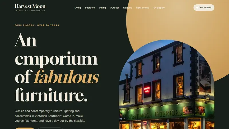 The new Harvest Moon Interiors homepage