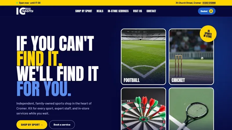 The new IC Sports homepage