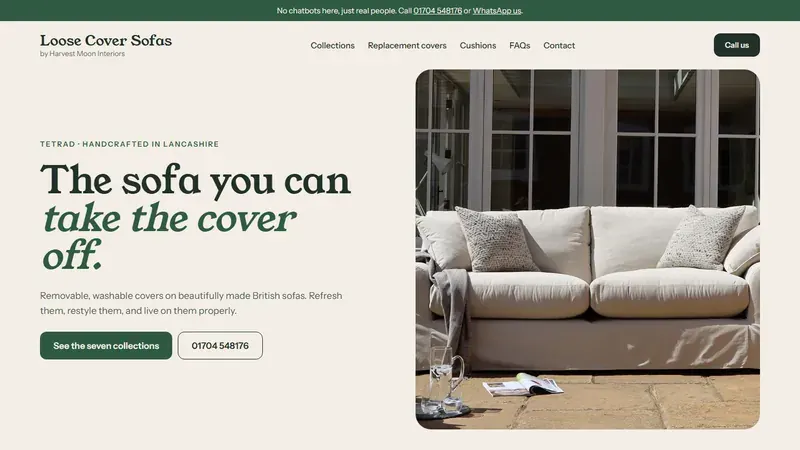The new Loose Cover Sofas homepage