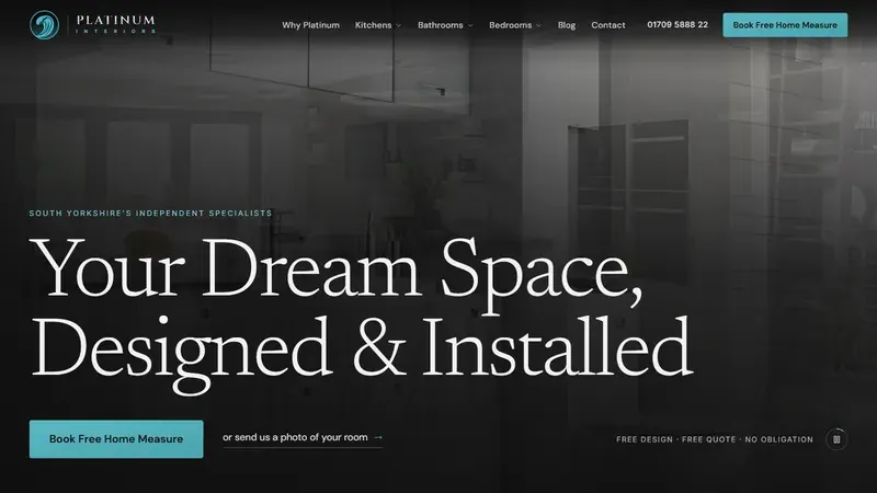 The new Platinum Interiors homepage