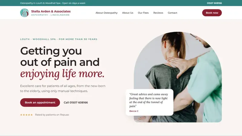 The new Stella Arden & Associates homepage
