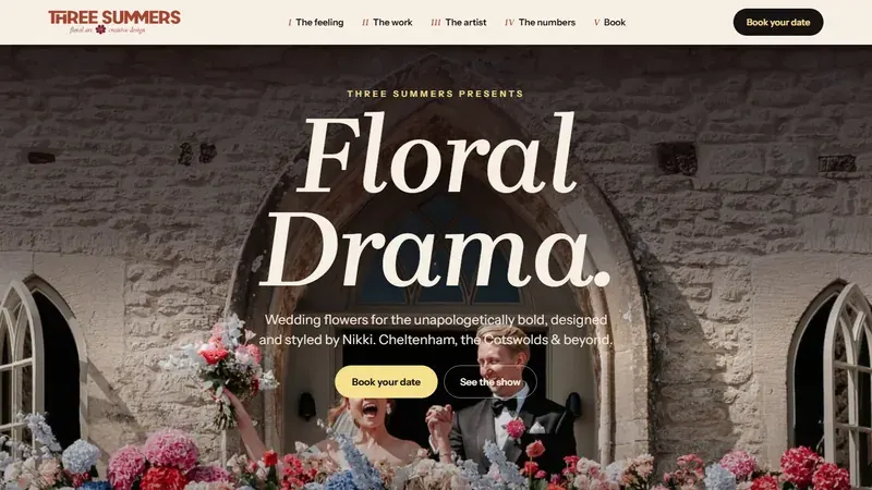 The new Three Summers Floristry homepage