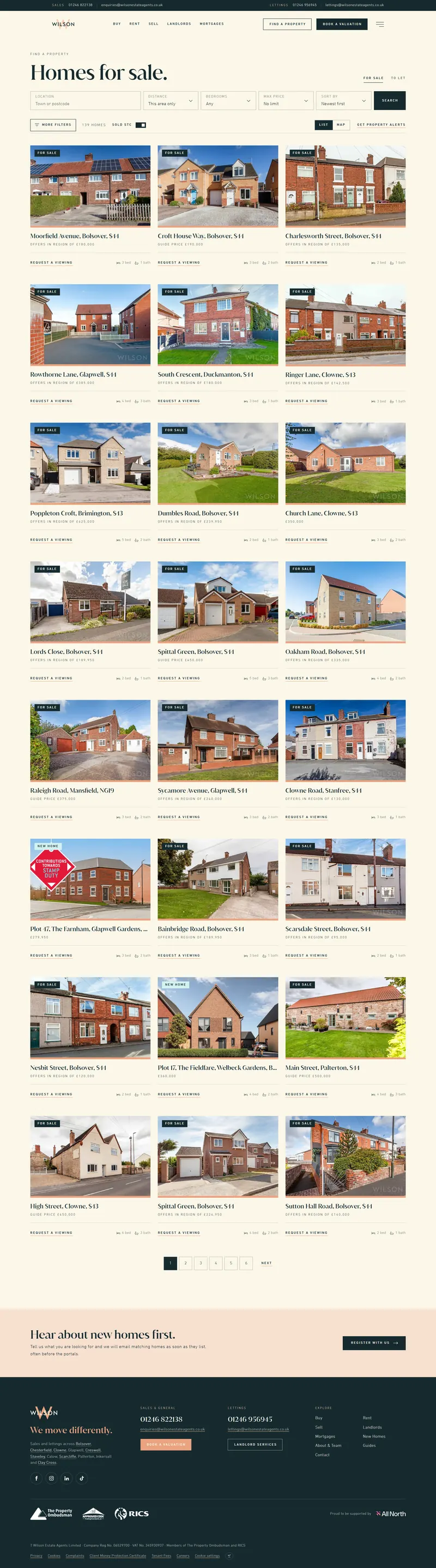 Homes for sale, filled straight from the office system